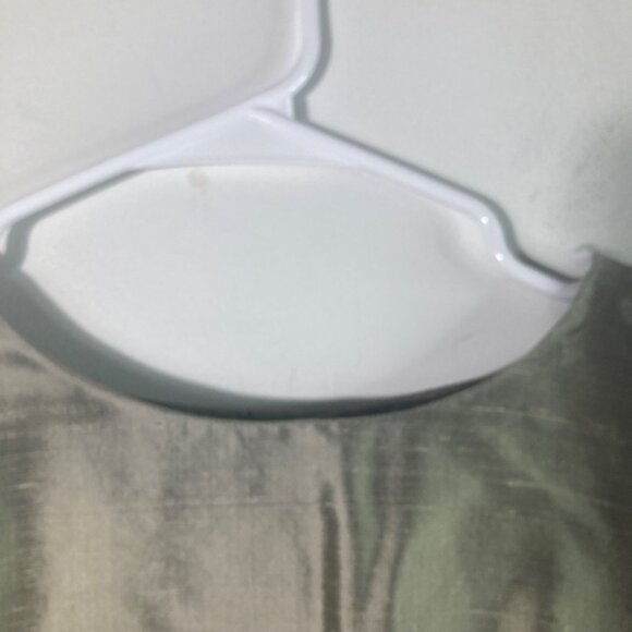 Womens Vintage Maggy London Slub Silk Top Short Sleeve Gray 4 Lined Button Back - Picture 3 of 9